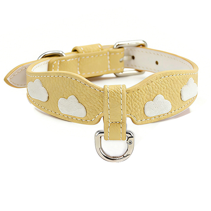 Red Cloud Bow Collar for Small Dogs, Vegan Leather