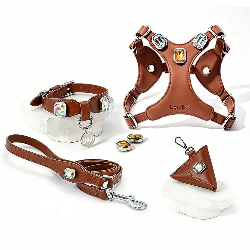 Jewelled Vest Harness & Lead Set in Vegan Leather