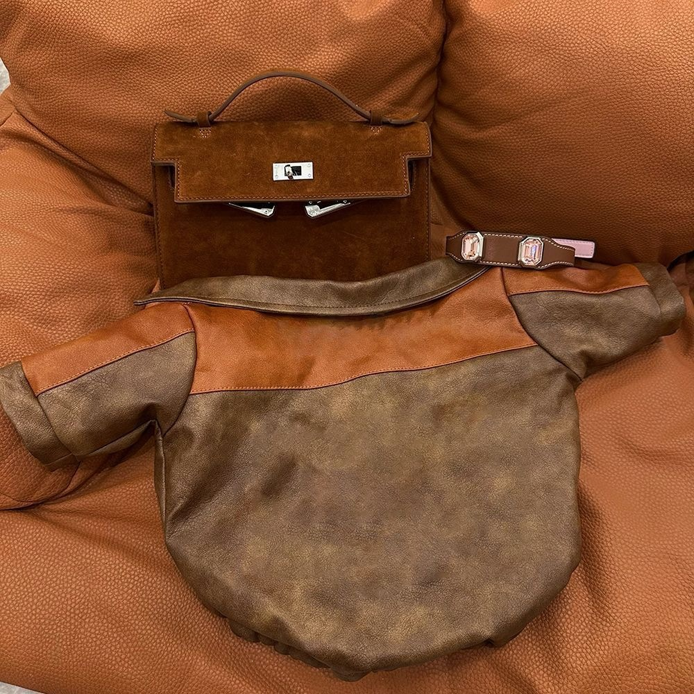 Leather Panelled Vintage Coat for Small Dogs
