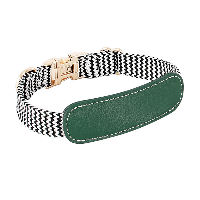 Woven Stripe & Tan Panel Collar