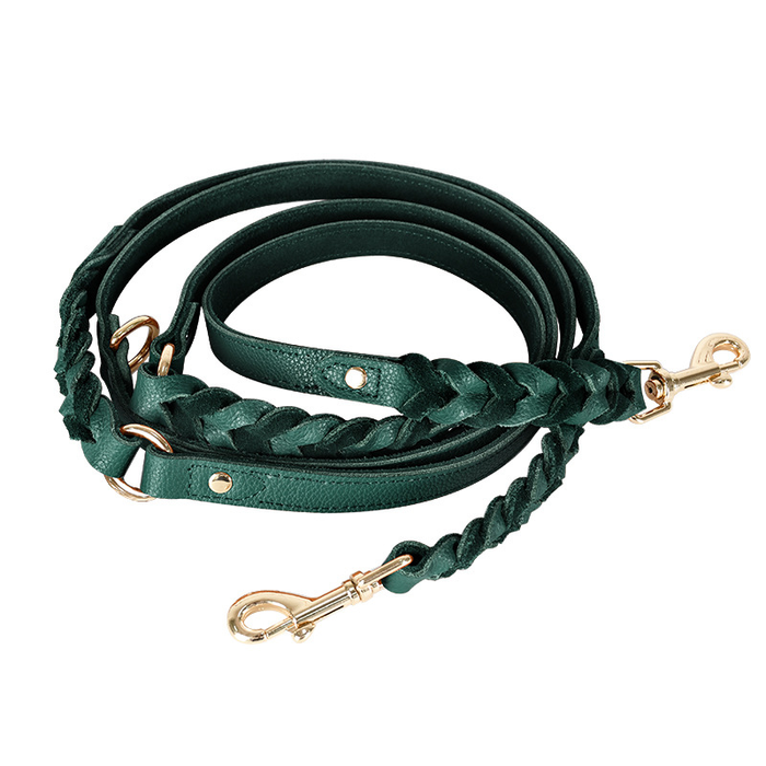 Cognac Plaited Leather Lead
