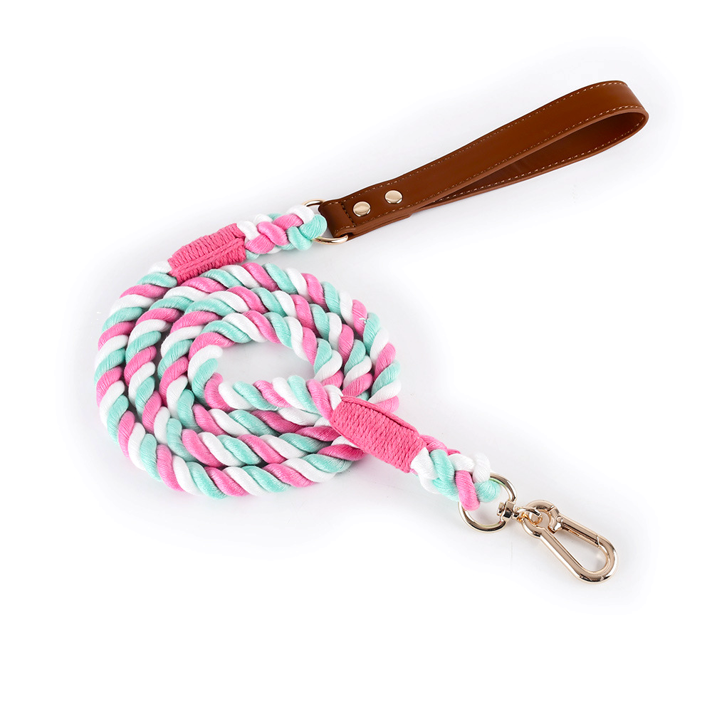 Citrus Ombre Cotton Rope Lead, Brown Trim