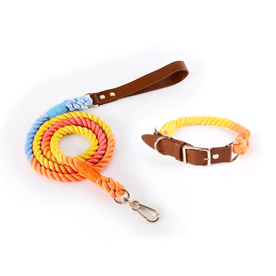 Citrus Ombre Cotton Rope Set, Brown Trim
