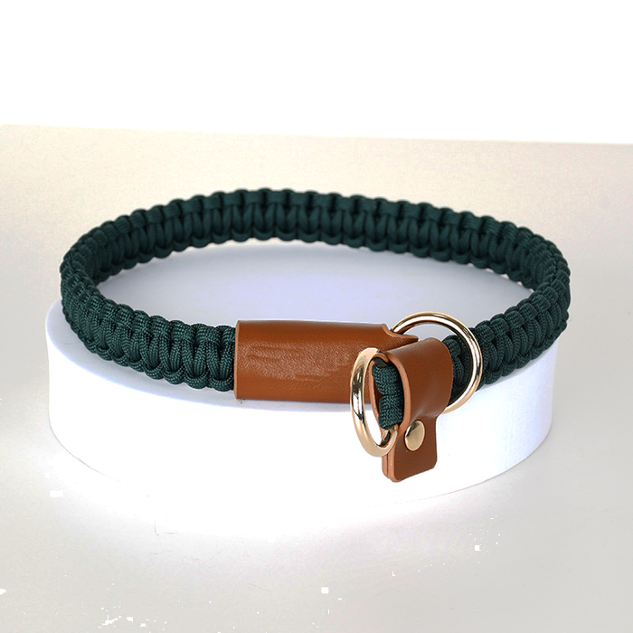Slate Knotted Cord Collar, Tan Trim