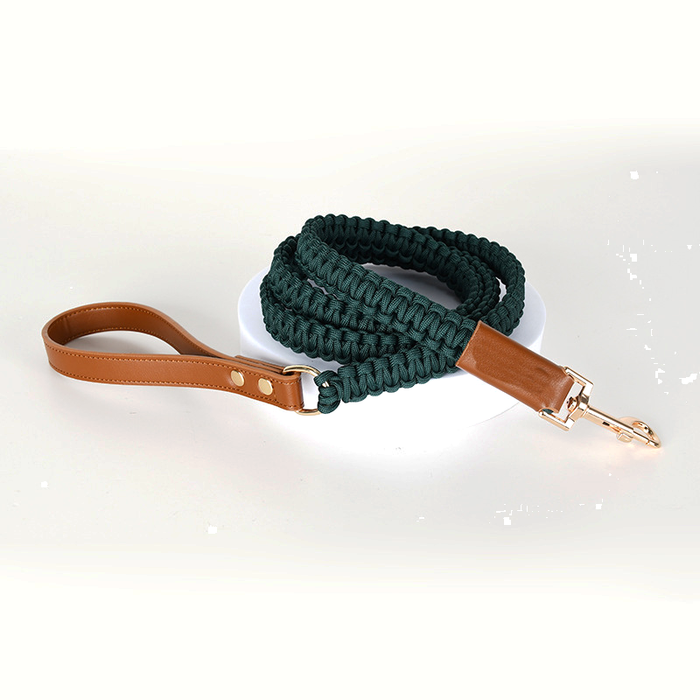 Slate Knotted Cord Lead, Tan Trim