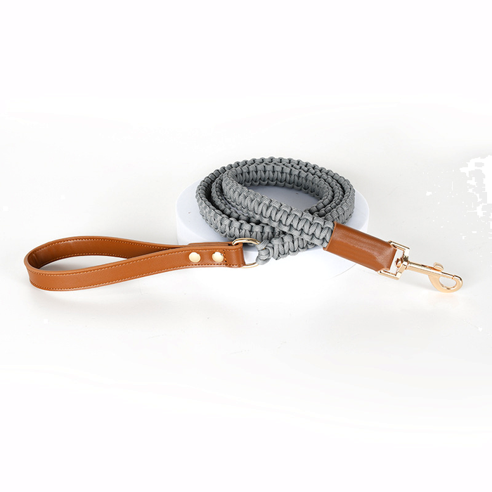 Slate Knotted Cord Lead, Tan Trim