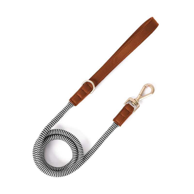 Herringbone Rope Lead with Green Handle