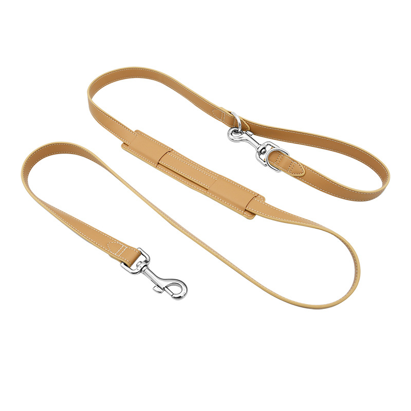 Caramel Double-Clip Walk Lead with Bag Holder