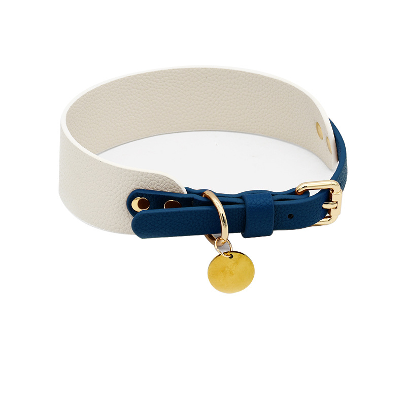Ivory & Chocolate Tag Collar, Vegan Leather