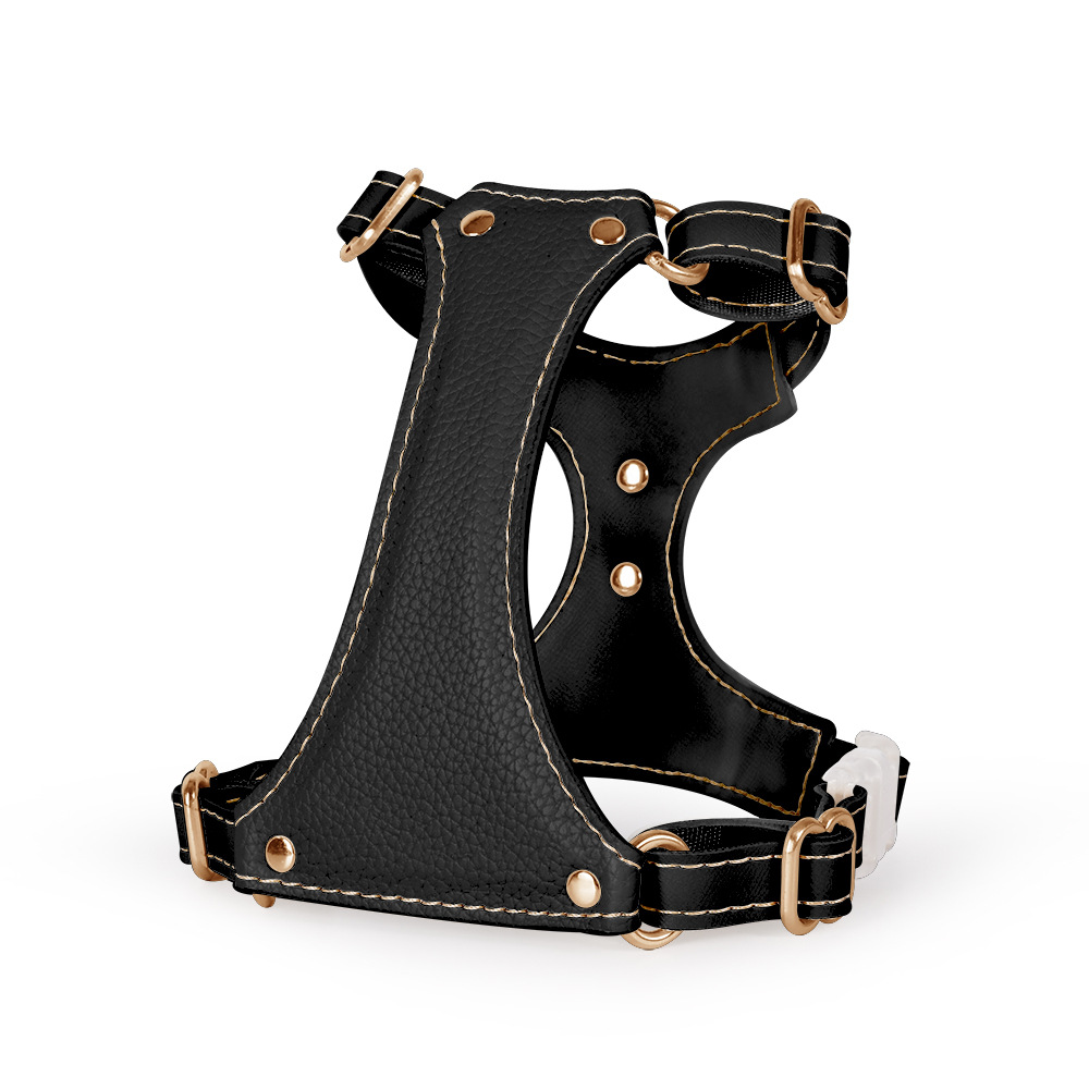 Navy Leather Vest Harness