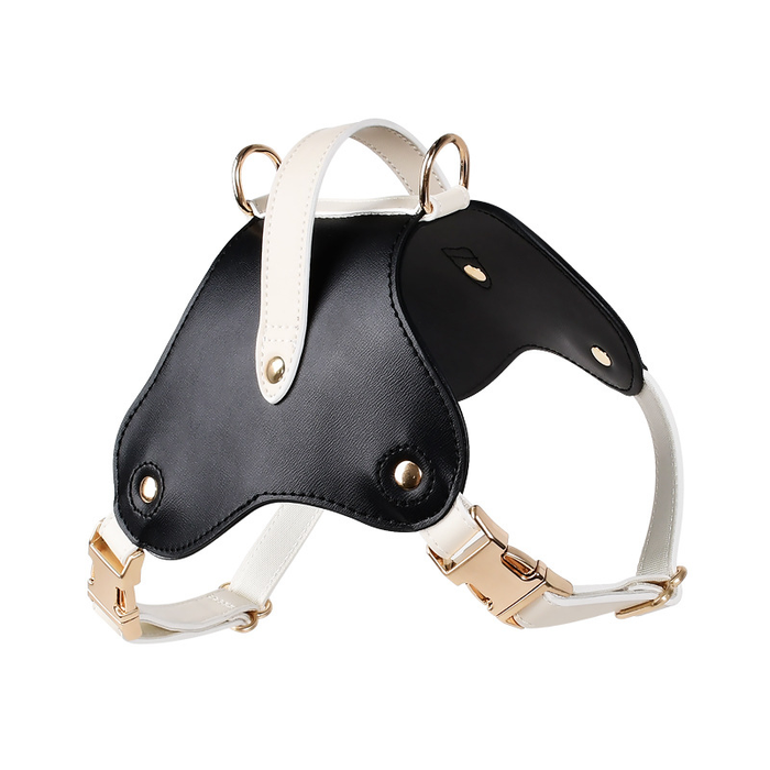 Black & Cream Panel Harness, Rose Gold Hardware