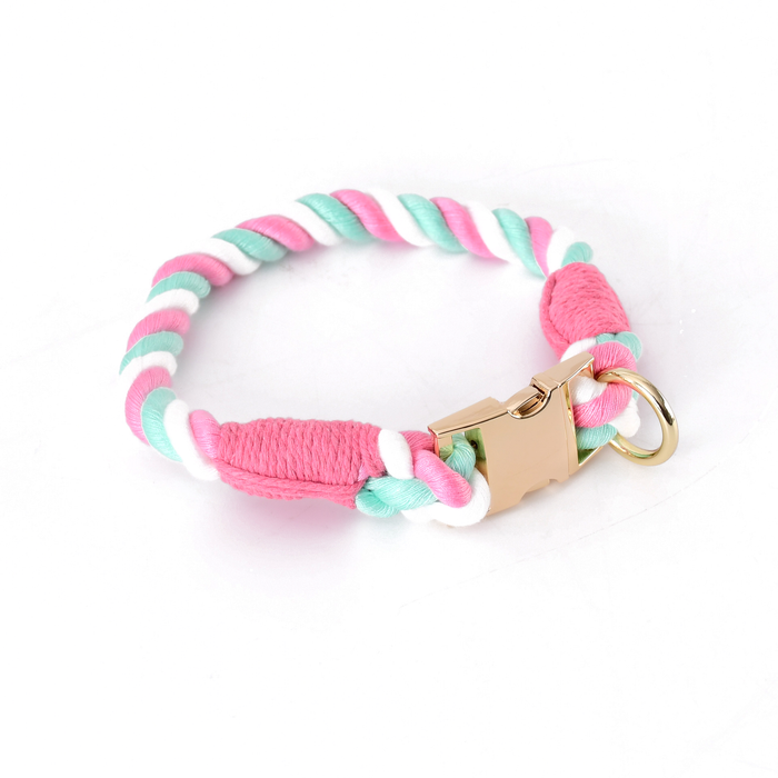 Prism Hand-Braided Rope Collar, Metal Buckle