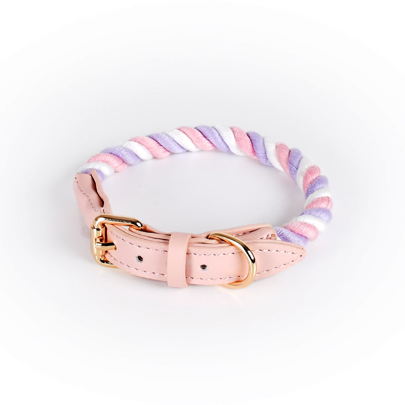 Berry Swirl Rope Collar, Pink Trim