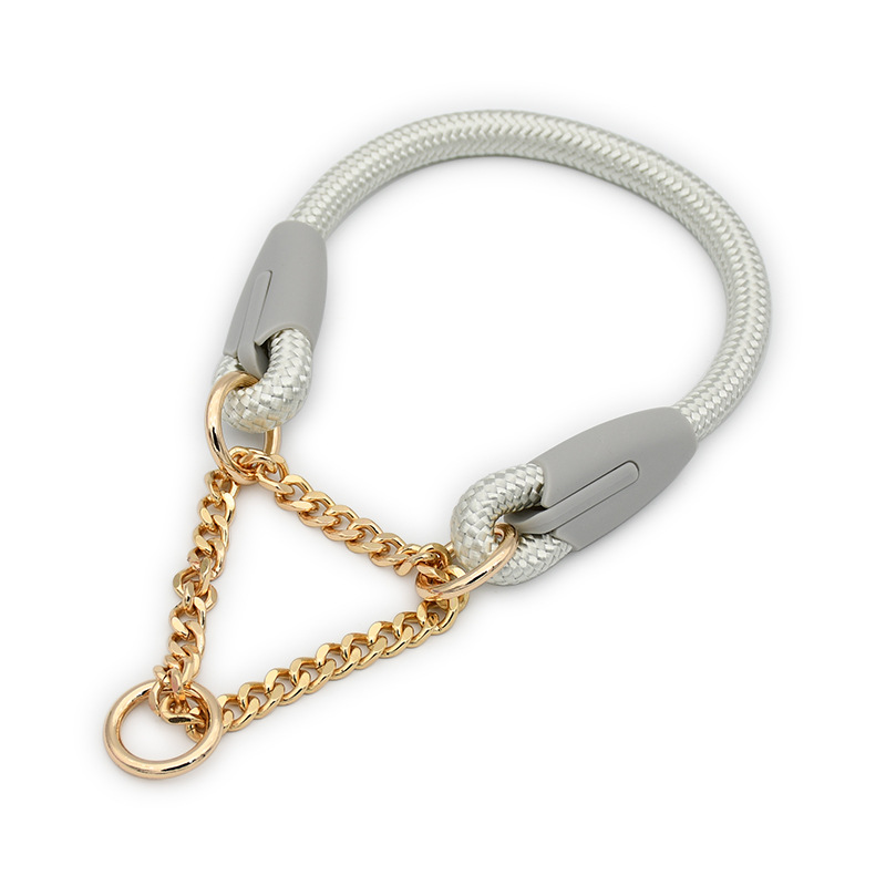 Powder Blue Rope Lead with Chain Martingale