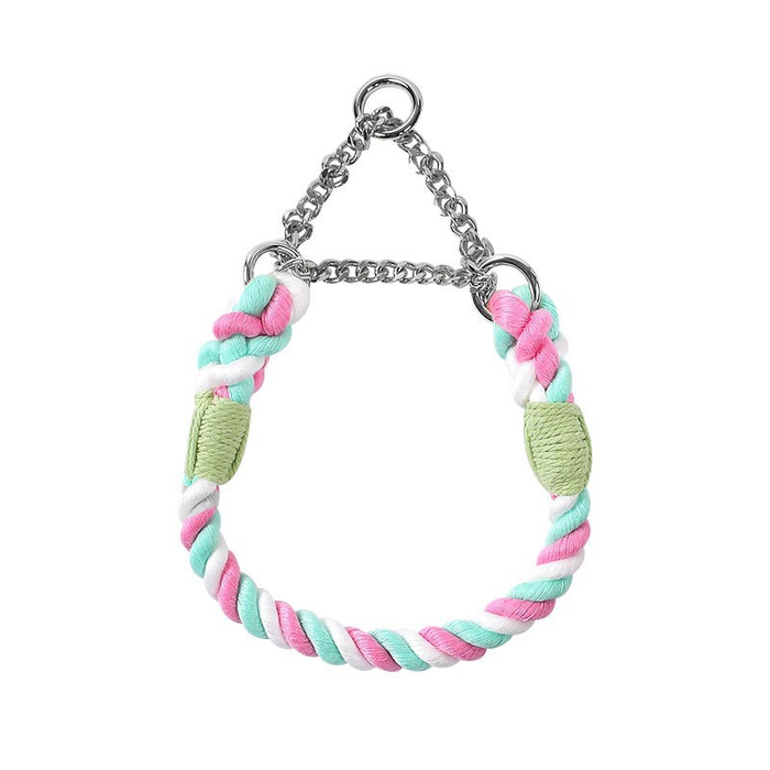 Rainbow Rope Martingale Collar with Chain