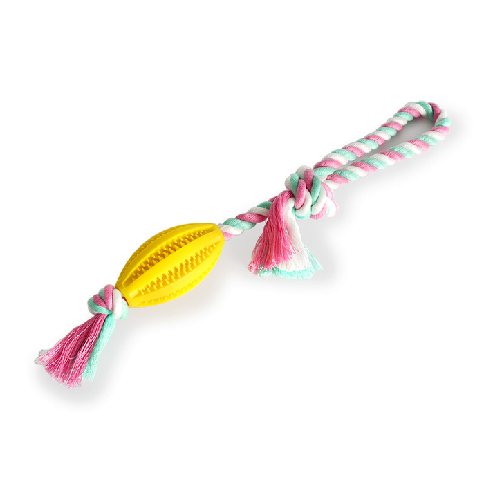 Silicone Treat Ball Rope Tug Toy with Chew Ridges