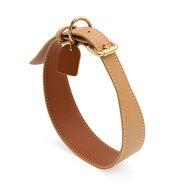 Wide Contour Collar in Tan Vegan Leather