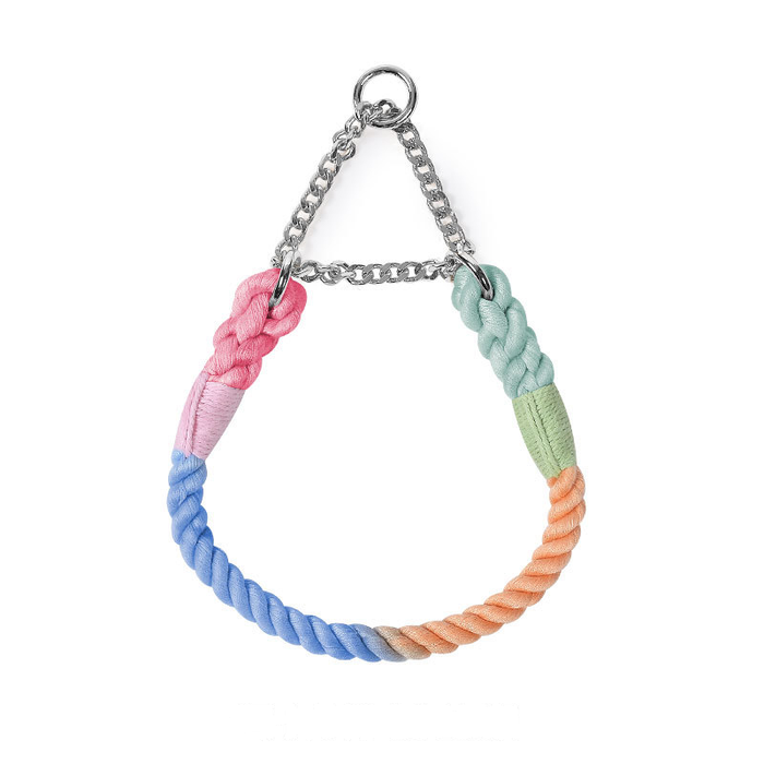 Gradient Rope & Chain Martingale Collar, Braided Cotton