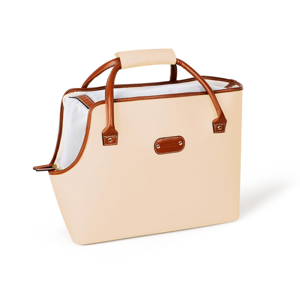 Crossbody Pet Carrier Bag in Vegan Leather - Apricot