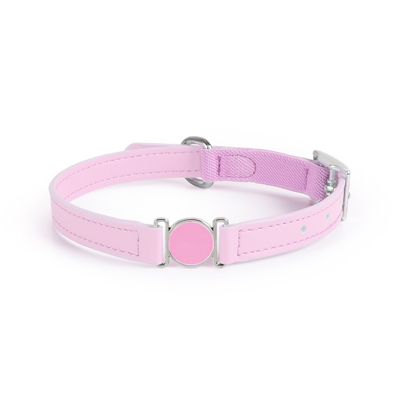 Powder Blue Leather Collar with Enamel Stud