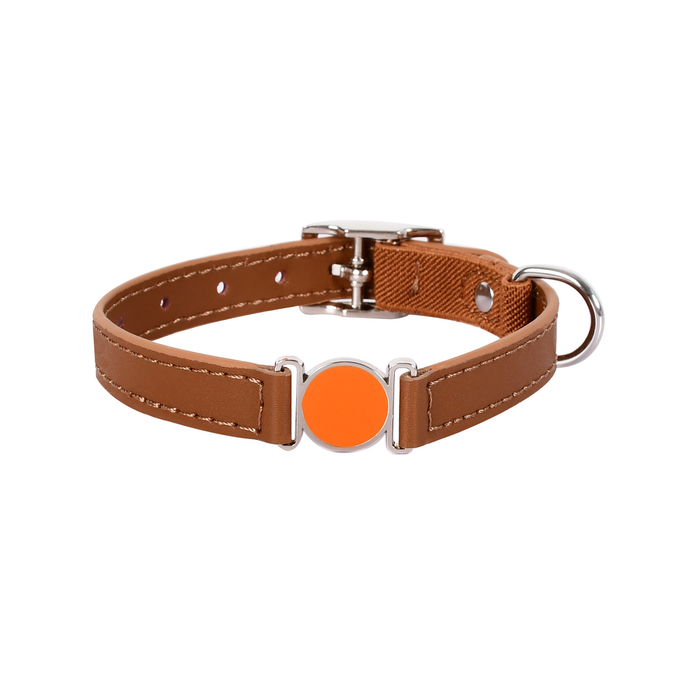 Powder Blue Leather Collar with Enamel Stud