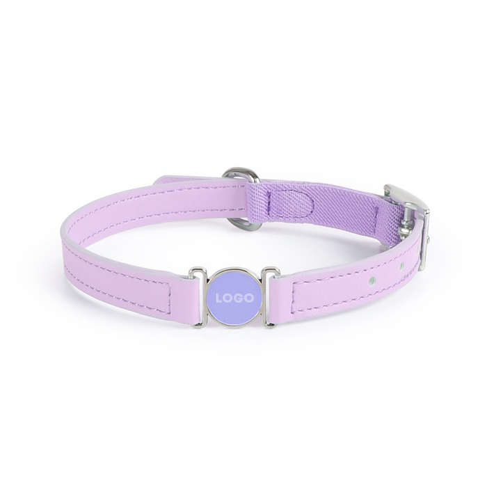 Powder Blue Leather Collar with Enamel Stud
