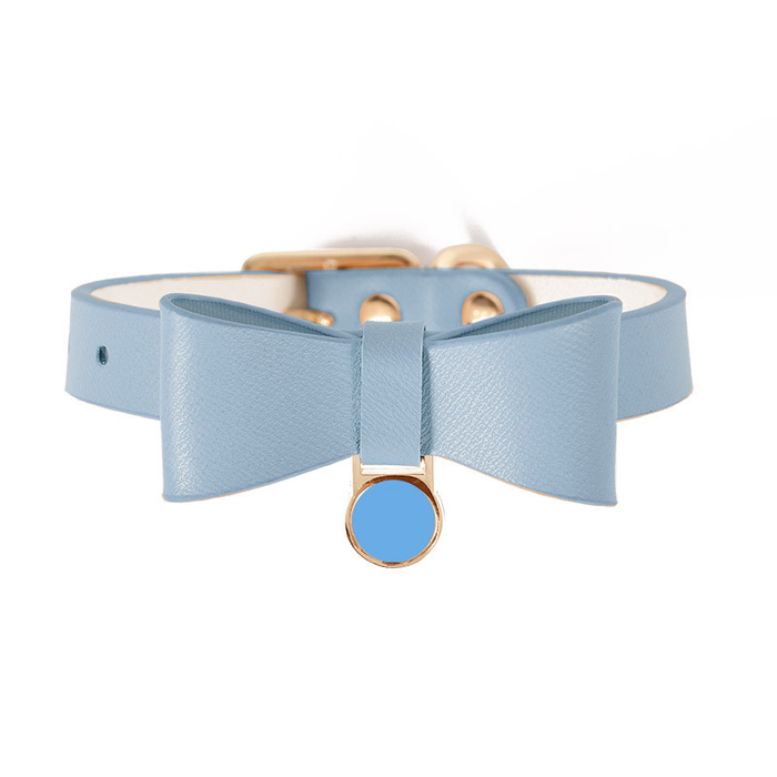 Bow Tie Collar with Round Tag, Vegan Leather
