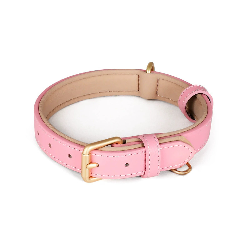Contrast-Lined Classic Collar in Genuine Leather
