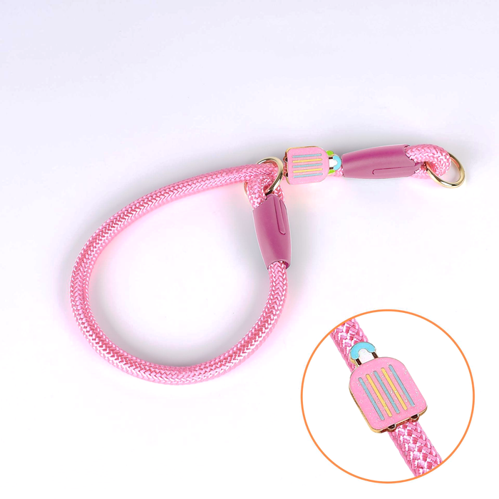 Strawberry Charm Pink Rope Collar