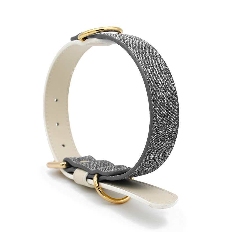 Indigo Denim-Finish Leather Collar