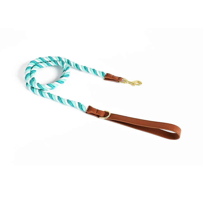 Kelly Green Cotton Rope Lead, Brass-Tone Hardware