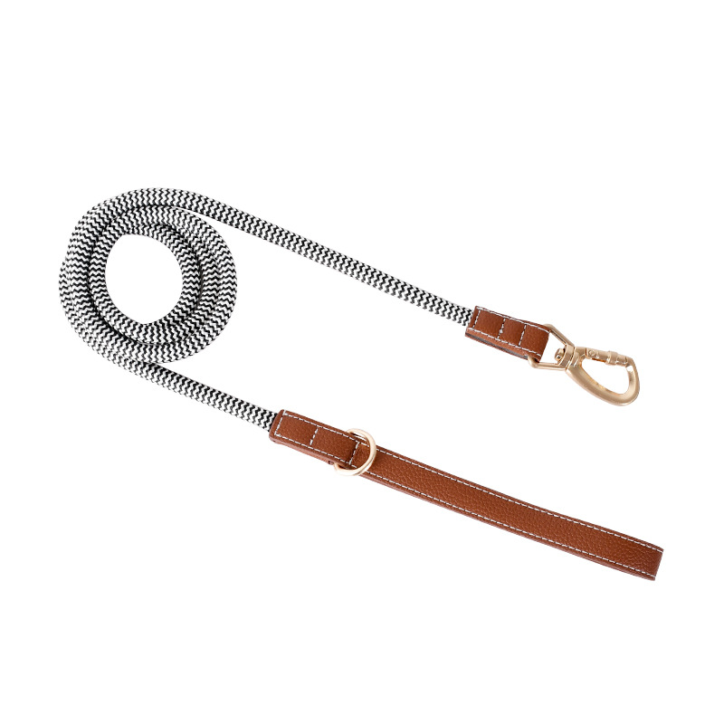 Herringbone Rope Lead, Green Trim