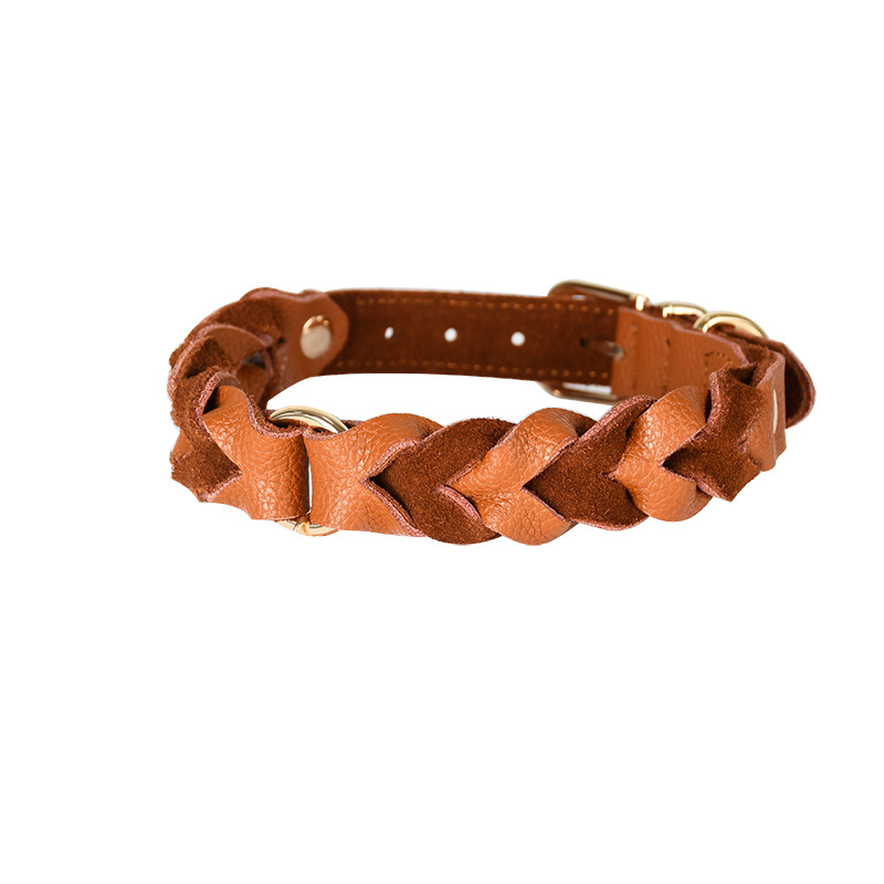 Forest Green Braided Genuine Leather Collar