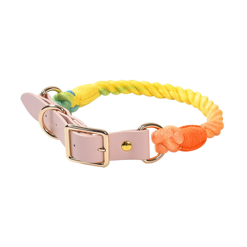 Sorbet Ombre Cotton Rope Collar, Blush Handle
