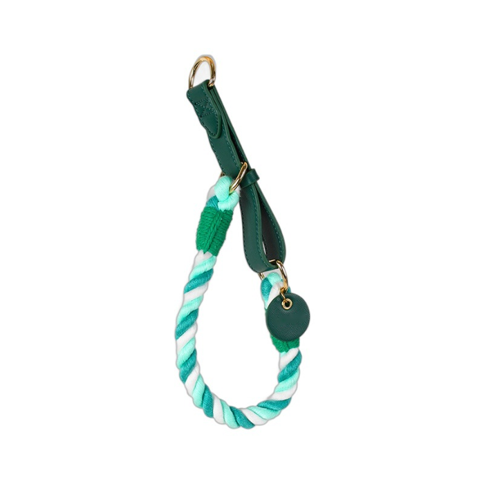 Jade Twist Cotton Rope Lead, Gold Tags