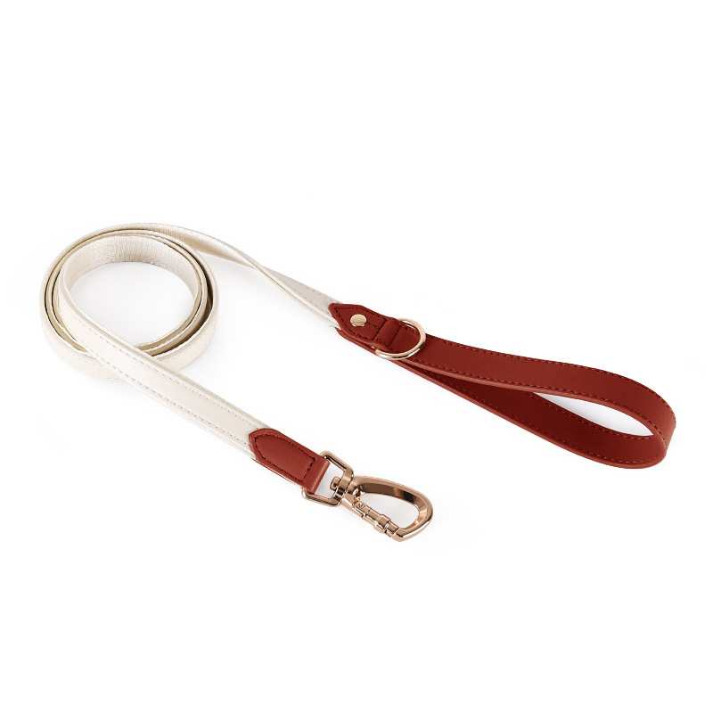 Oat & Tan Grab-Handle Lead, Vegan Leather