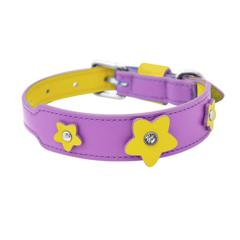 Star Charm Collar in Green, Vegan Leather