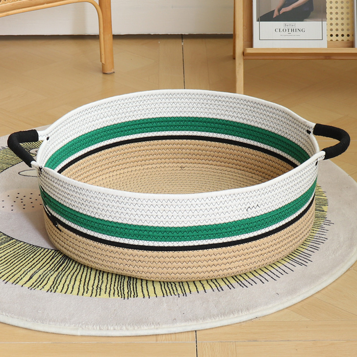 Racing Stripe Cotton Rope Basket Bed and Scratcher