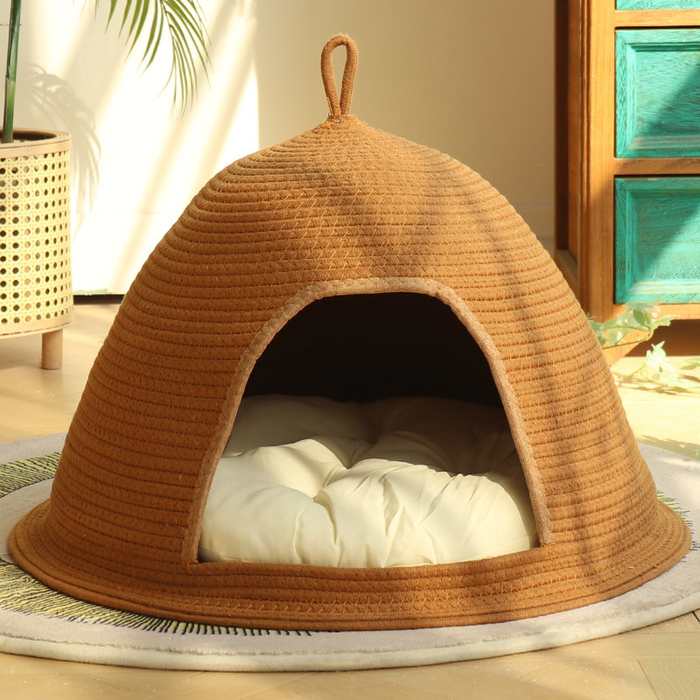 Hideaway Dome Cat Cave in Braided Cotton Rope