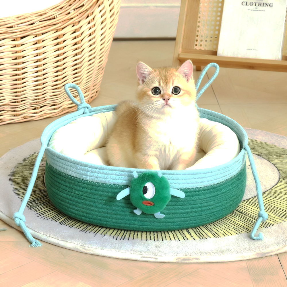 Little Monster Rope Basket Bed with Knotted Handles