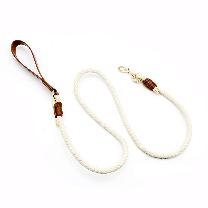 Natural Twist Rope Lead, Chestnut Trim