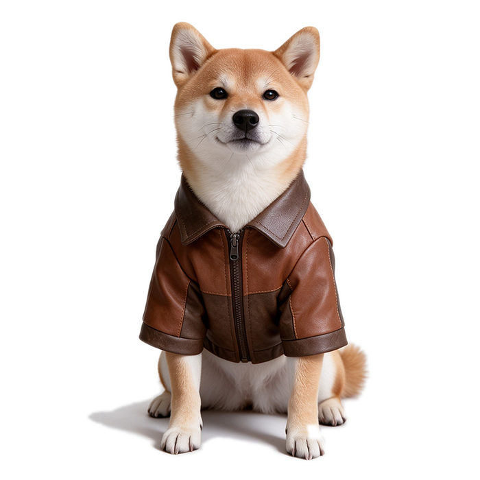 Leather Panelled Vintage Coat for Small Dogs