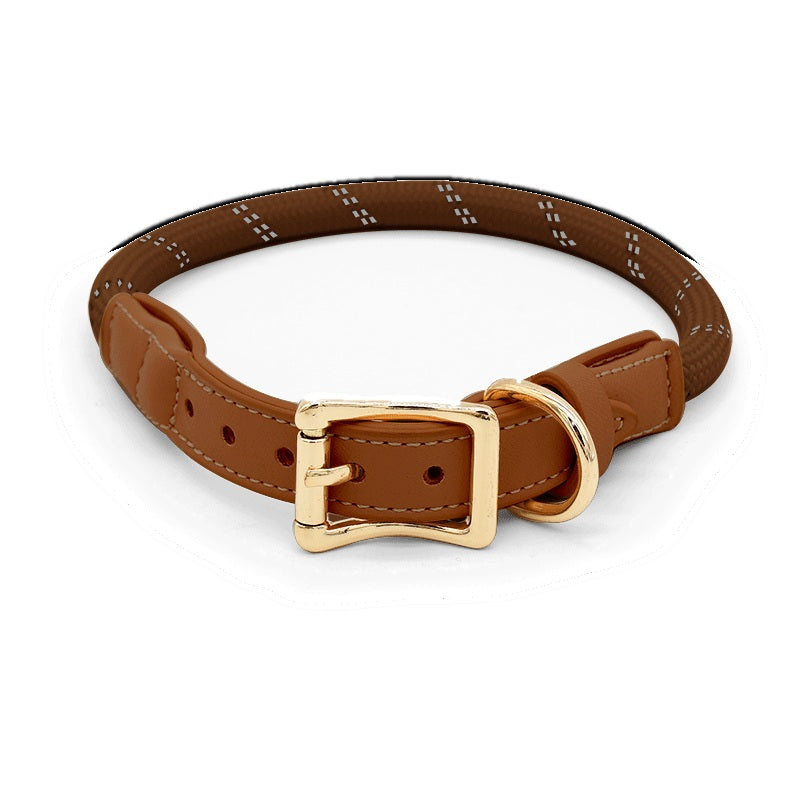 Sand Fleck Rope Collar with Tan Trim