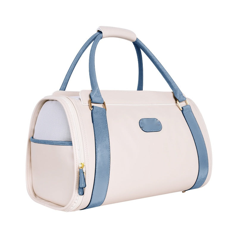 Duffel Travel Pet Carrier with Mesh Window, Vegan Leather