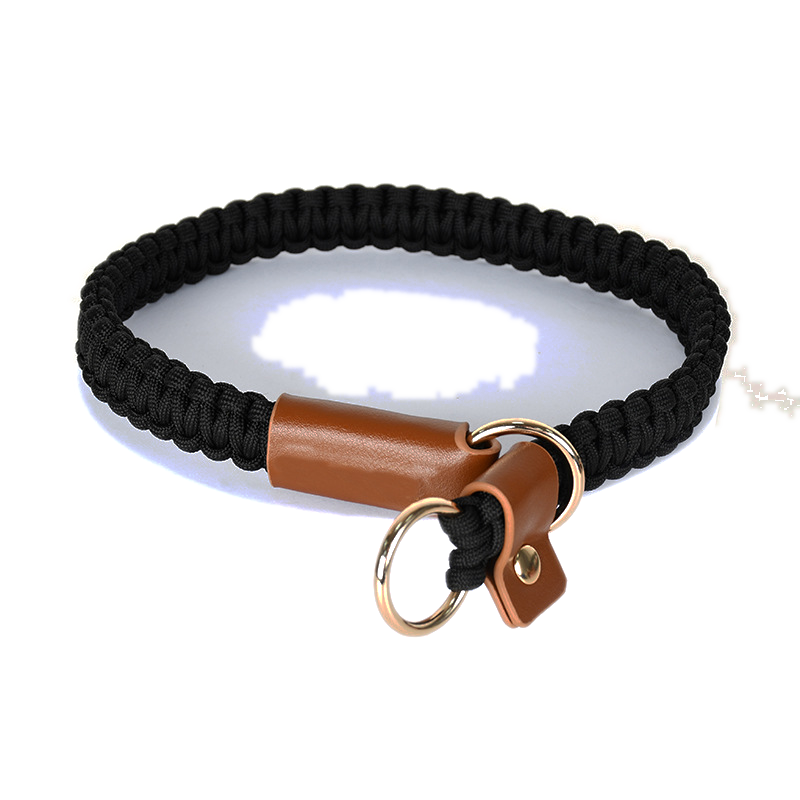 Slate Knotted Cord Collar, Tan Trim - Black