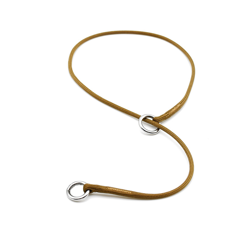 Mustard Training Slip Collar with Flat Strap Handle - Khaki