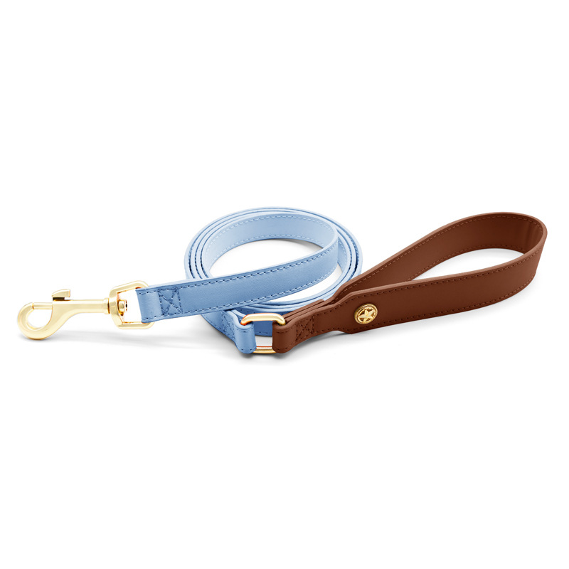 Blush & Dove Grey Lead with Gold Studs - Blue
