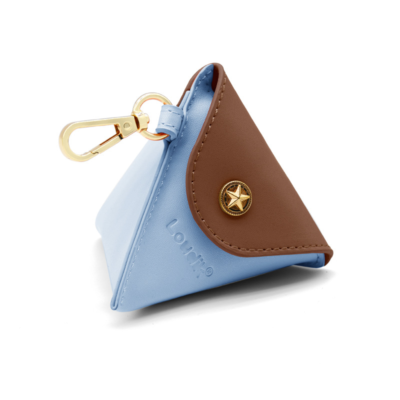 Leather Walk Set Poop Bag Holder - Blue