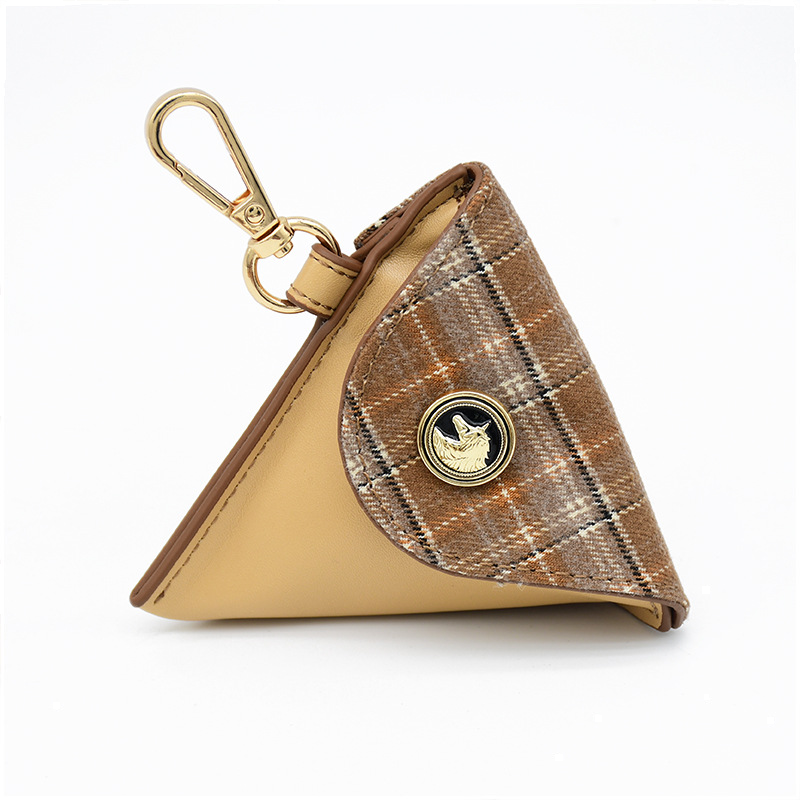 Caramel Check Bandana Poop Bag Holder Walk Set with Bag Holder - Apricot
