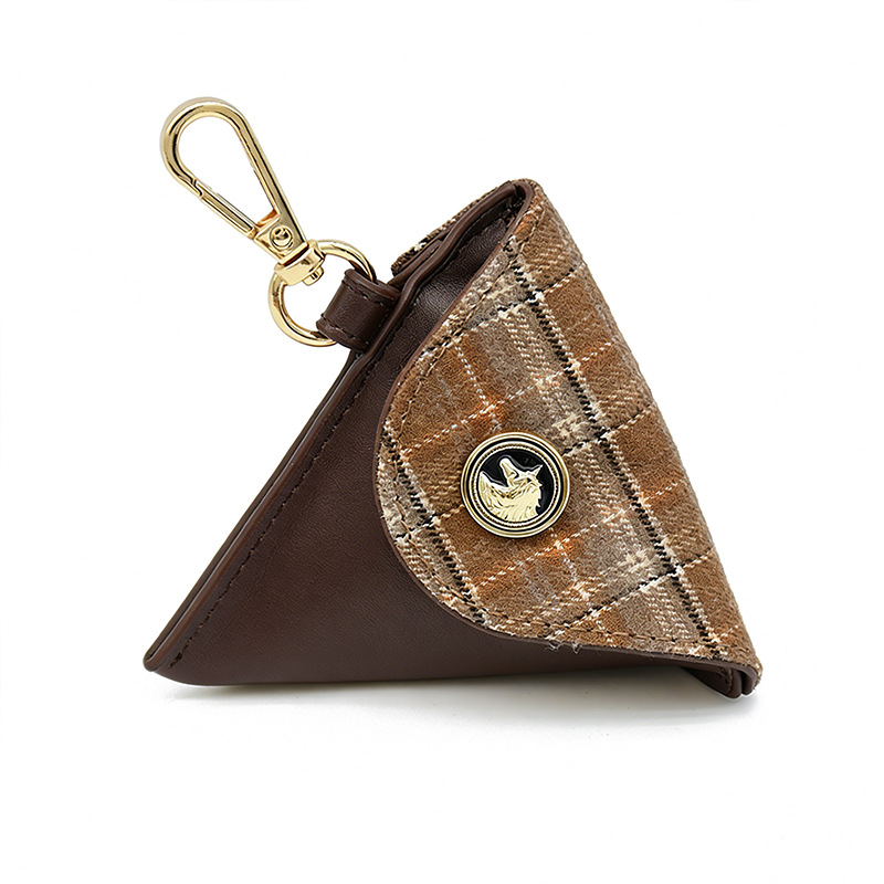 Chocolate Check Poop Bag Holder - Tan